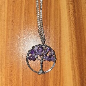 Amethys Tree of Life Necklace With Purple Gems